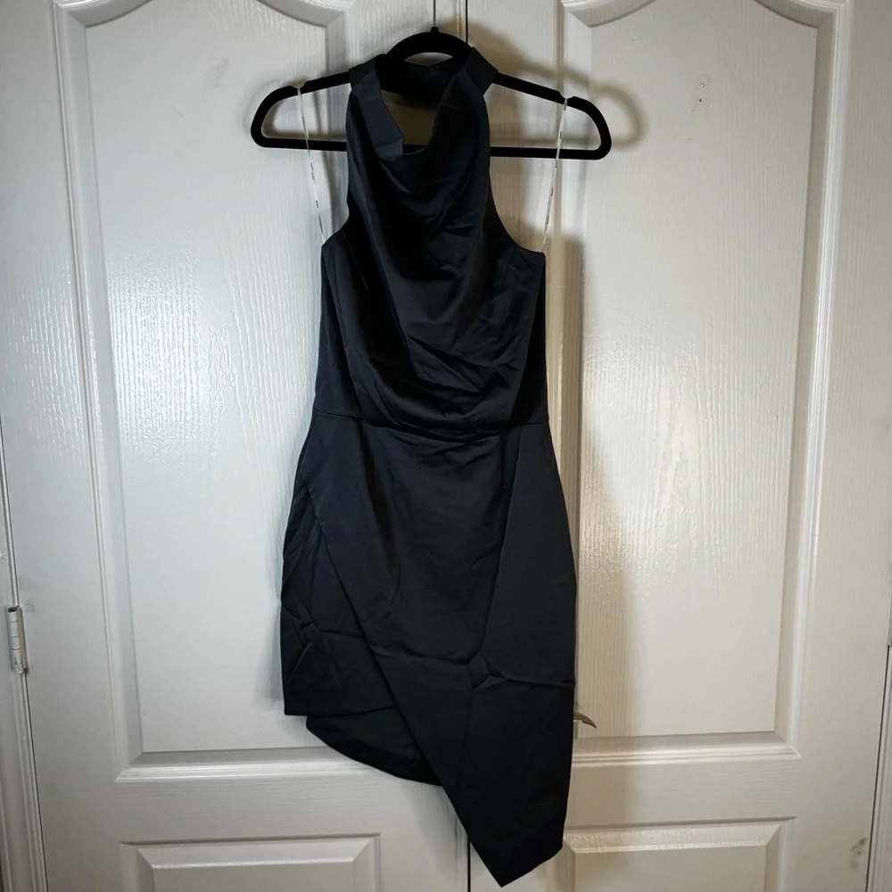 Elliatt x REVOLVE Camo Satin Dress in Charcoal NWT